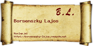 Borsenszky Lajos névjegykártya